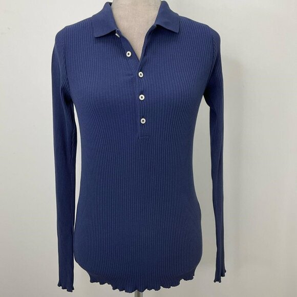 Polo Ralph Lauren Ribbed Long-Sleeve Polo Shirt Navy Size M NWT $168 - Picture 1 of 10